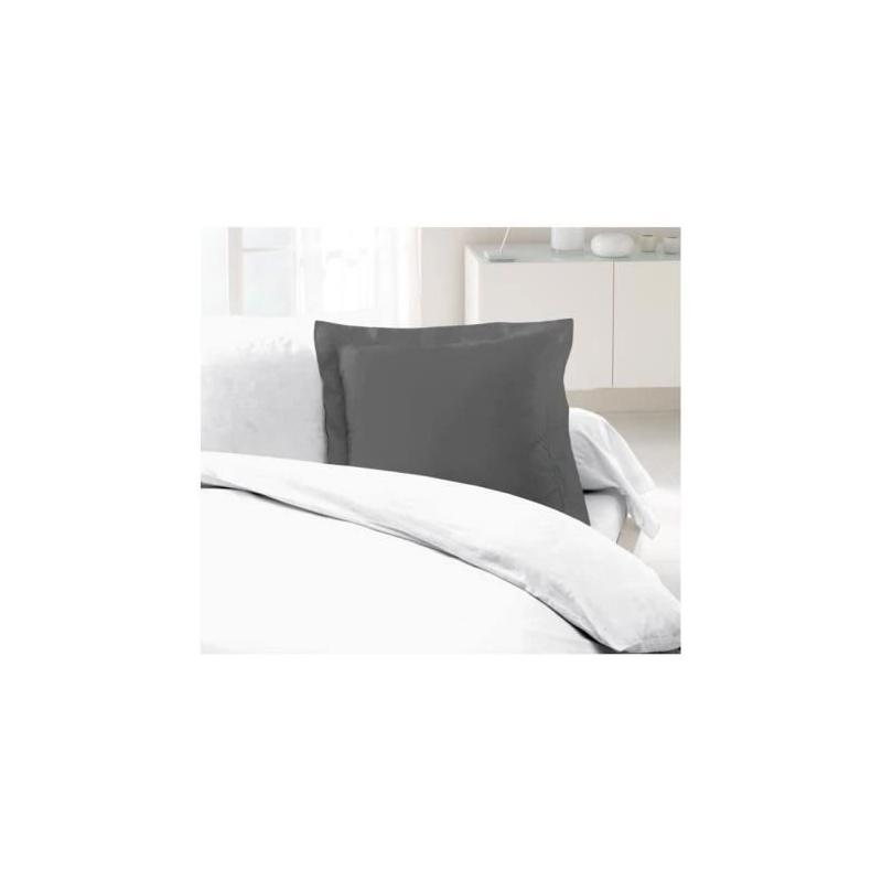 Taies d'Oreillers 100% coton 63x63 cm - Gris foncé (Lot de 2)