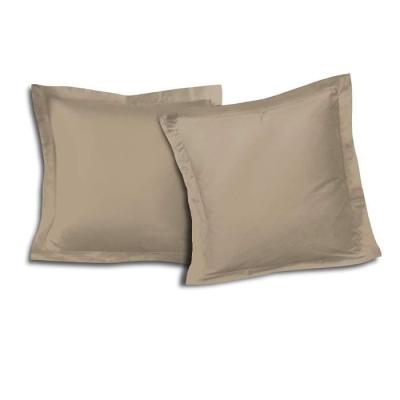 Ensemble de 2 Taies d'Oreillers 100% coton 63x63 cm - Beige