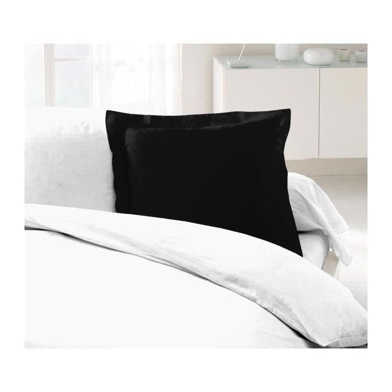 Lot de 2 Taies d'Oreillers 100% coton 63x63 cm - Noir pour un sommeil confortable