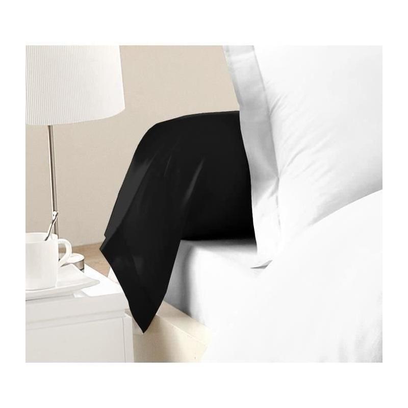 Taies de Traversin 100% coton noir - Lot de 2, 85x185 cm