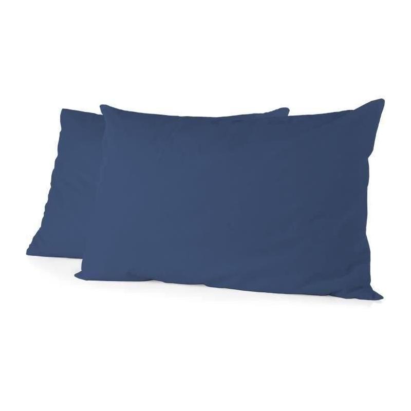Ensemble de 2 taies d'oreiller rectangulaires - Douceur et qualité en coton - Bleu
