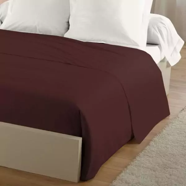 Drap plat - LOVELY HOME - 100% coton - 240 x 300 cm - Marron