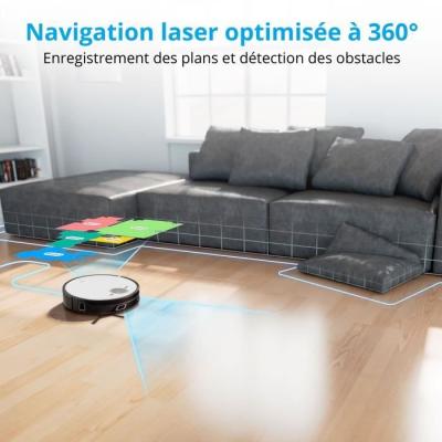 Aspirateur Robot MEDION X50 SW: Navigation Laser, 8000 Pa - Zones NO GO & GO