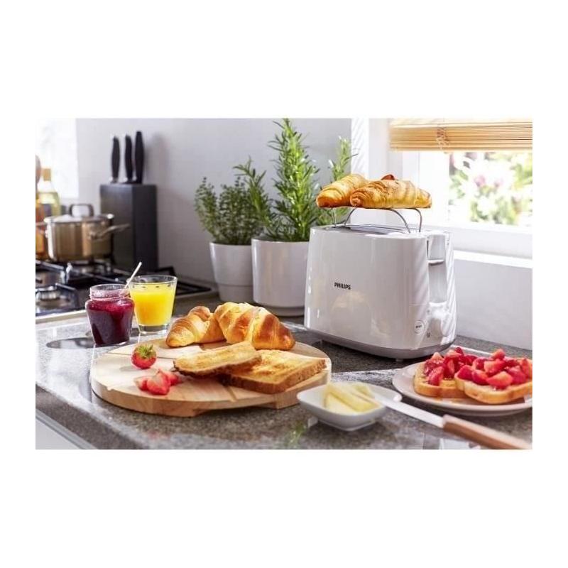 Grille-pain PHILIPS HD2581/00 - Réchauffe viennoiseries - Blanc