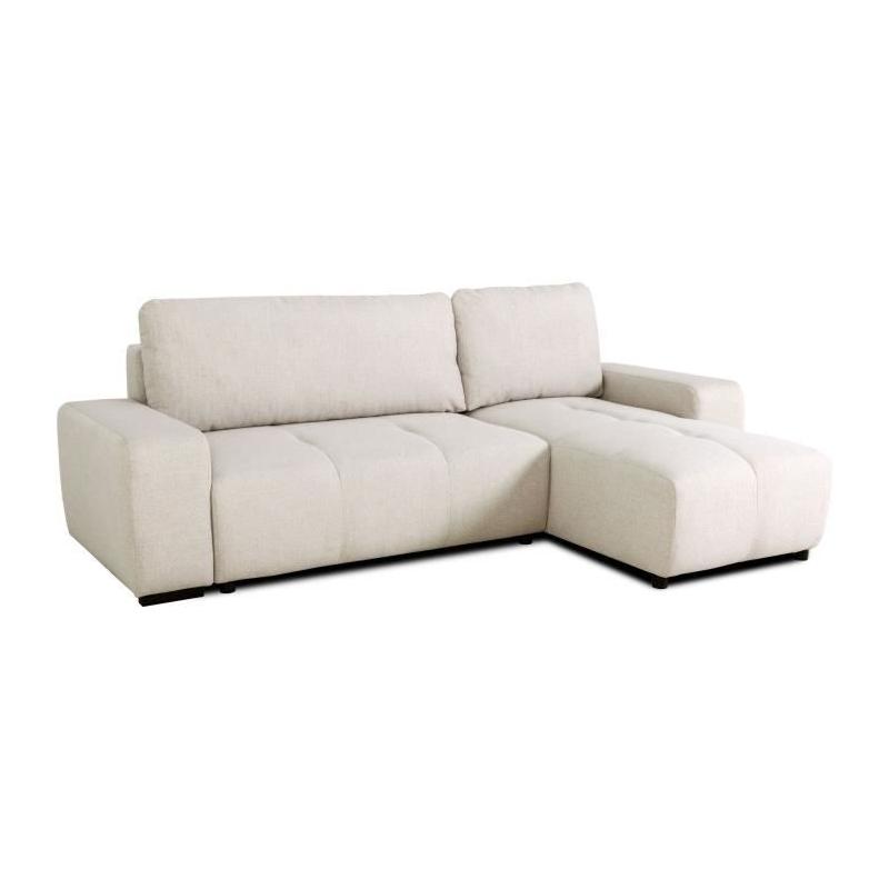 Canapé d'angle convertible réversible SIERRA - Beige - 160 x 82 x 243 cm