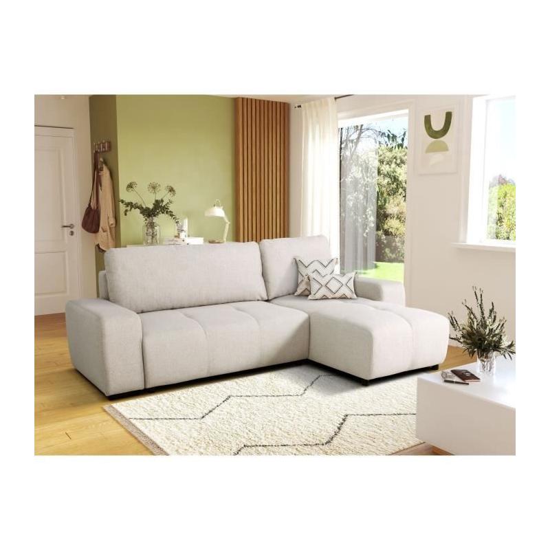 Canapé d'angle convertible réversible SIERRA - Beige - 160 x 82 x 243 cm