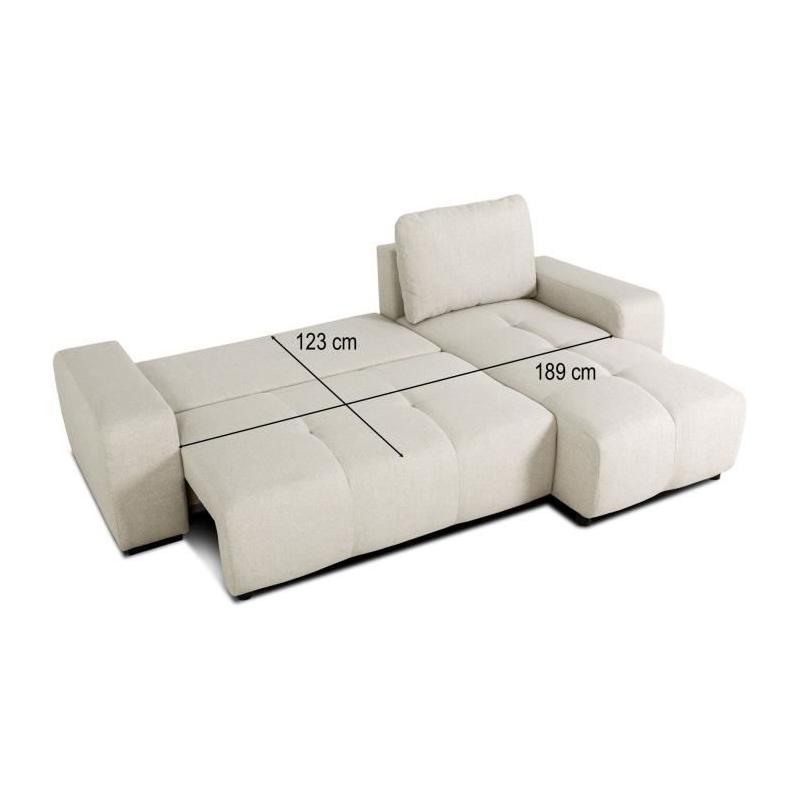 Canapé d'angle convertible réversible SIERRA - Beige - 160 x 82 x 243 cm