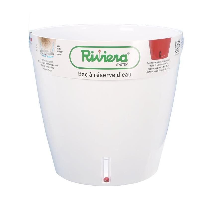 Pot de fleur rond Eva New en plastique - Ø 46 cm - Blanc