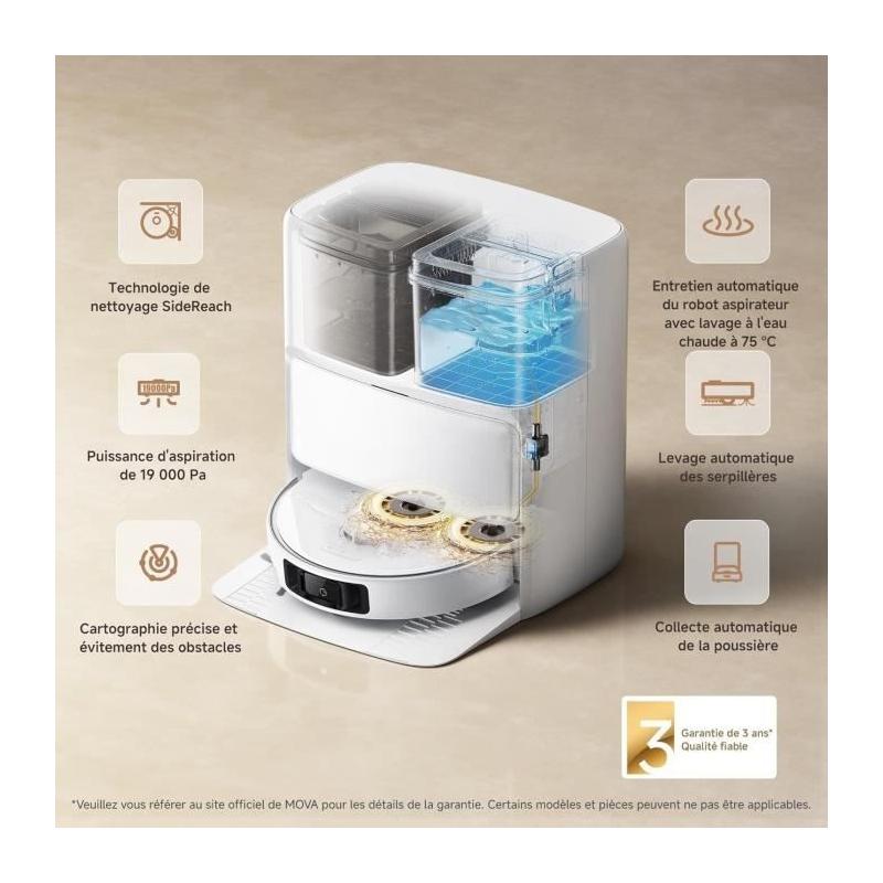 Aspirateur Robot MOVA P50 Ultra: Nettoyage puissant, coin à bord