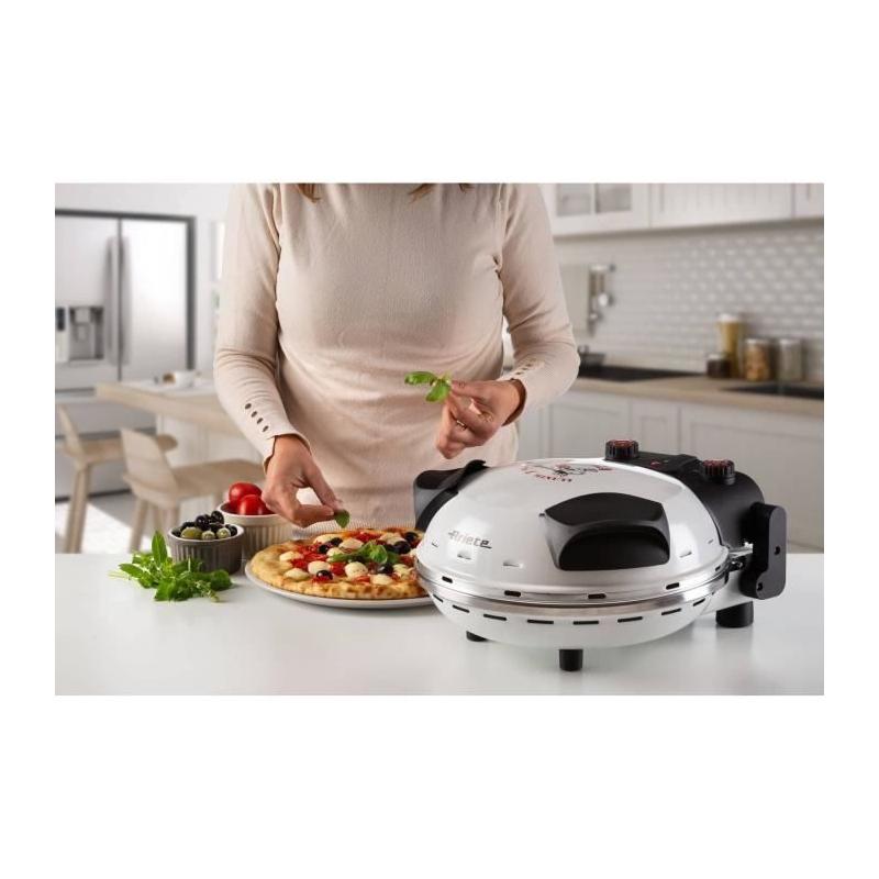 Four à Pizza Electrique Ariete 918 Blanc 1200W - Pierre Réfractaire - Diamètre 33cm