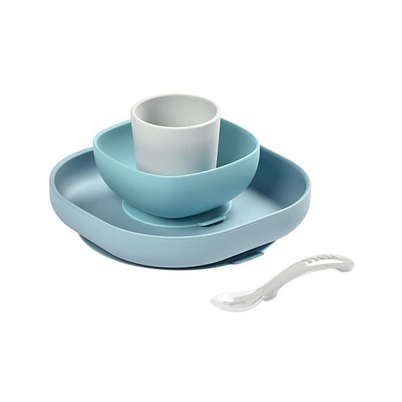 Ensemble Repas Silicone Bébé BEABA, Anti-dérapant, 4 Pièces - Jungle