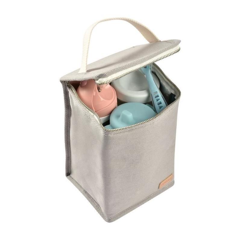Pochette repas bébé isotherme, gris perle - Idéale pour les repas de bébé