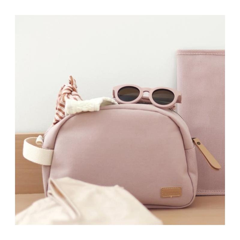 Trousse de toilette bébé canvas rose poudré - Set de soin