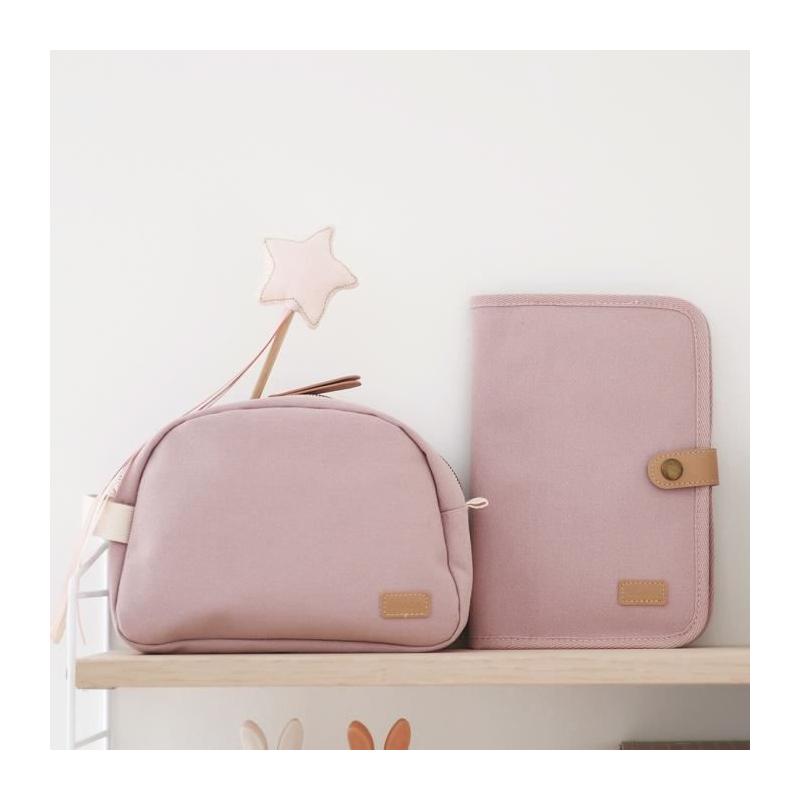 Trousse de toilette bébé canvas rose poudré - Set de soin