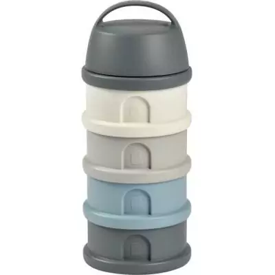 Boîte doseuse BEABA 4 compartiments, gris minéral / bleu