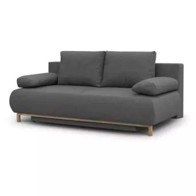 Banquette convertible 3 places MIKA - Gris tendance - Rangement intégré