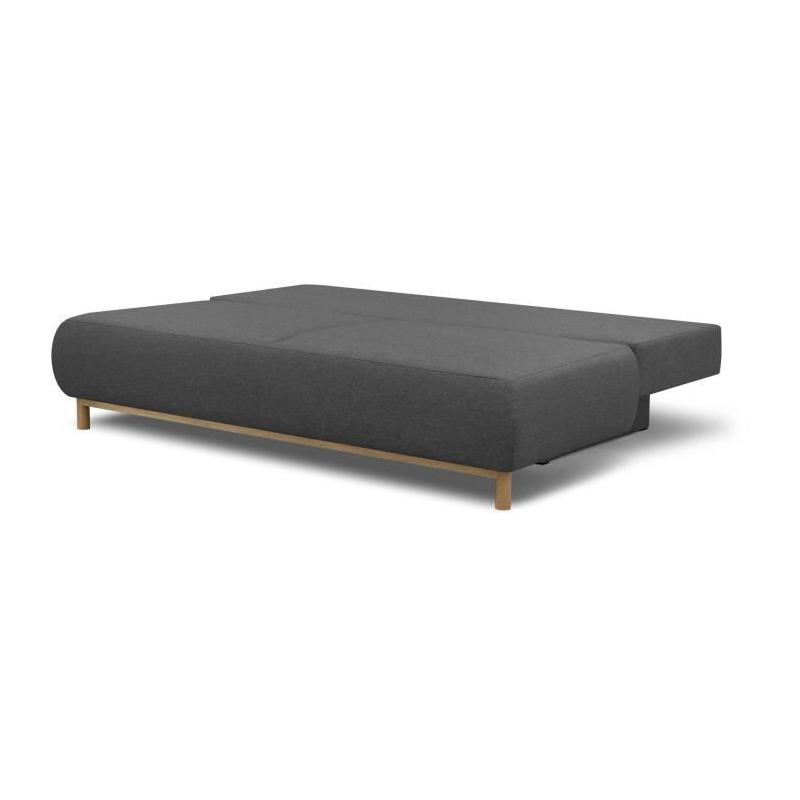 Banquette convertible 3 places MIKA - Gris tendance - Rangement intégré