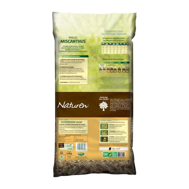 Paillis de Miscanthus 60L pour un jardin naturel et écologique