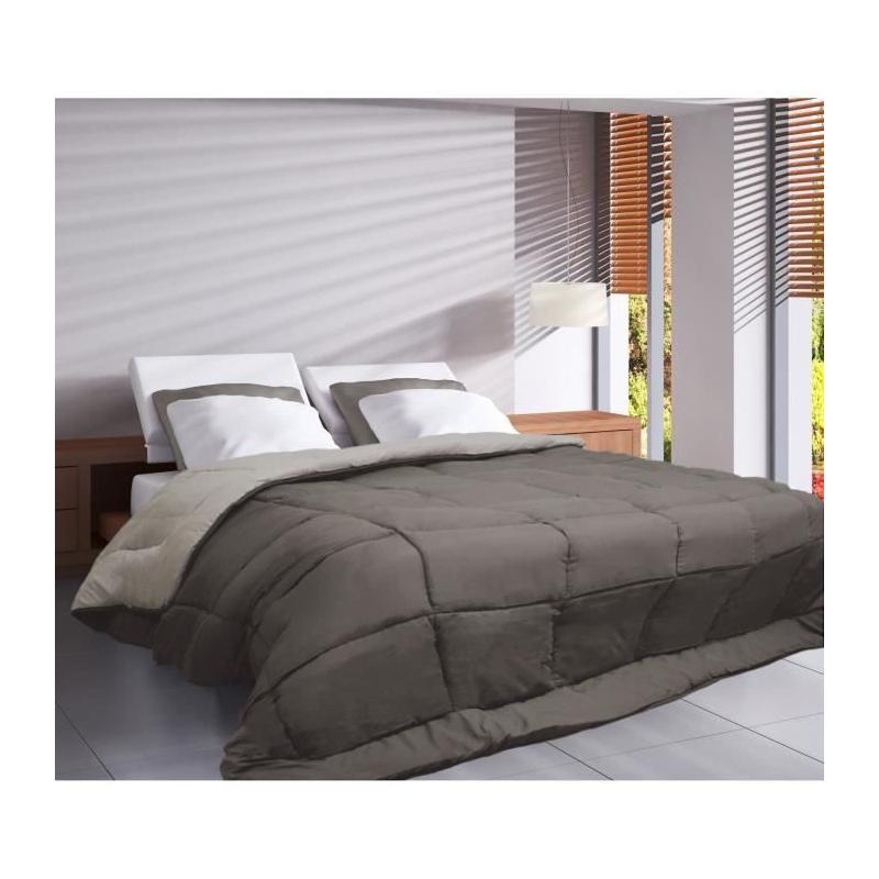 Couette chaude Microfibre 400g/m² Taupe & Lin 240x260cm - Confort d'hiver