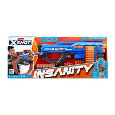 Blaster Rotatif ZURU XSHOT Insanity Mad Mega Barrel - 72 fléchettes, portée 27m