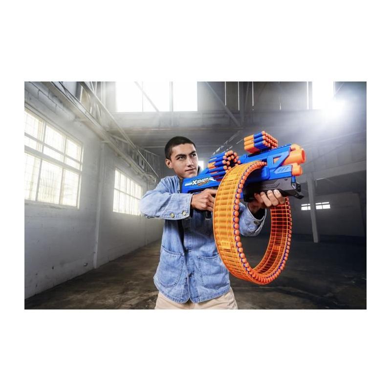 Blaster Rotatif ZURU XSHOT Insanity Mad Mega Barrel - 72 fléchettes, portée 27m