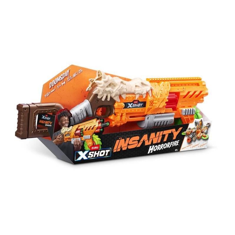 Lanceur de fléchettes ZURU X-SHOT Horrorfire Doomsday - 16 fléchettes - Portée 27m
