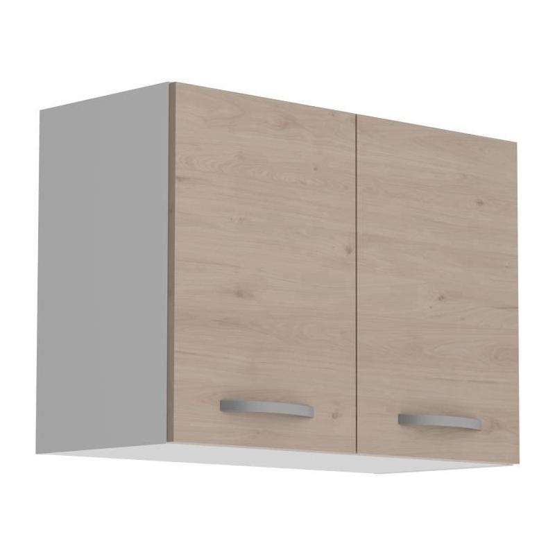 Meuble haut 2 portes Oslo - Chene Jackson - L 80 x P 36 x H 58 cm