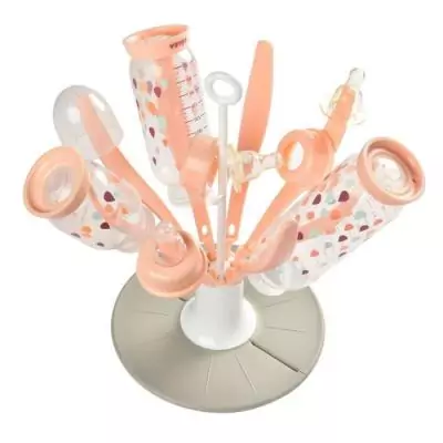 Egouttoir Biberon Pliable Fleur Rose - Pratique et Compact