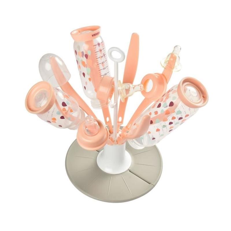 Egouttoir Biberon Pliable Fleur Rose - Pratique et Compact