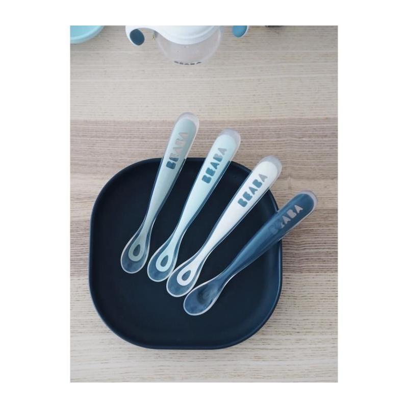 Cuillères en silicone pour bébé BEABA - Lot de 4 - Souples et ergonomiques