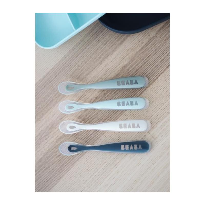 Cuillères en silicone pour bébé BEABA - Lot de 4 - Souples et ergonomiques