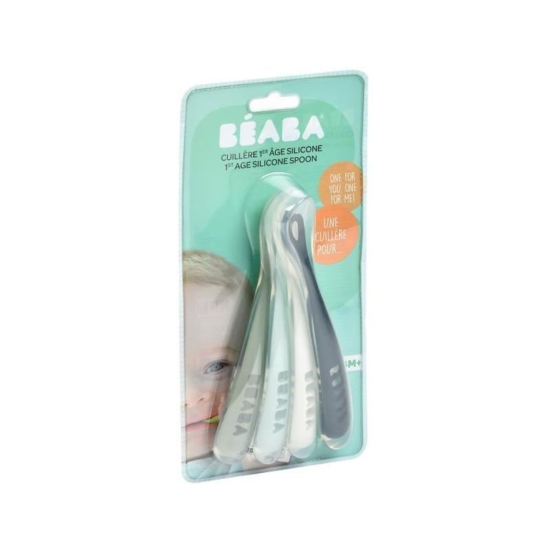 Cuillères en silicone pour bébé BEABA - Lot de 4 - Souples et ergonomiques