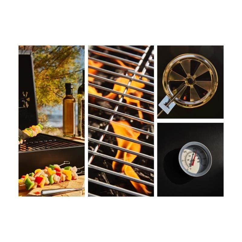 Barbecue à charbon MIKE - 2 grilles chromées - Noir