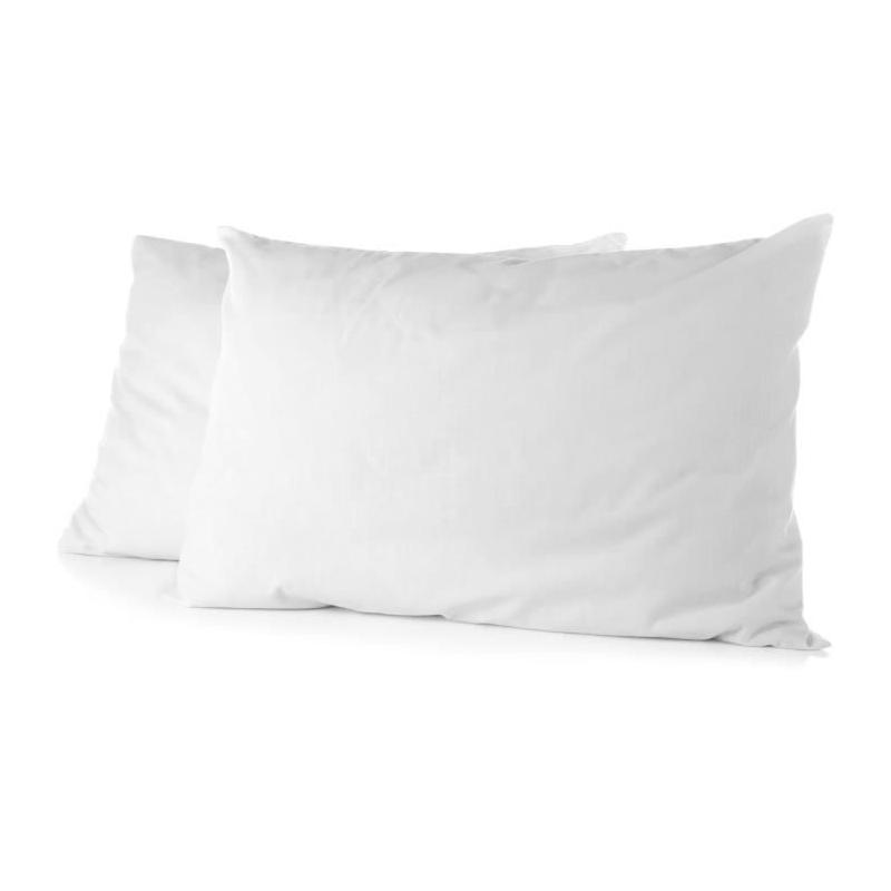 Lot de 2 taies d'oreiller Blanc - HOME LINGE PASSION - 50 x 70 cm
