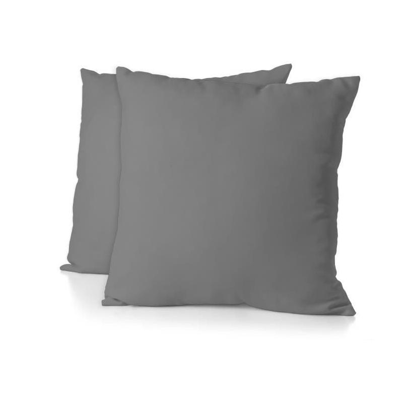 Lot de 2 taies d'oreiller - HOME LINGE PASSION - Gris anthracite