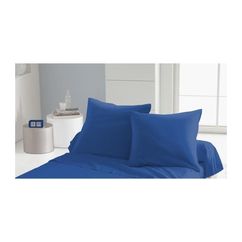 Lot de 2 Taies d'Oreiller HOME LINGE PASSION - Bleu 63 x 63 cm