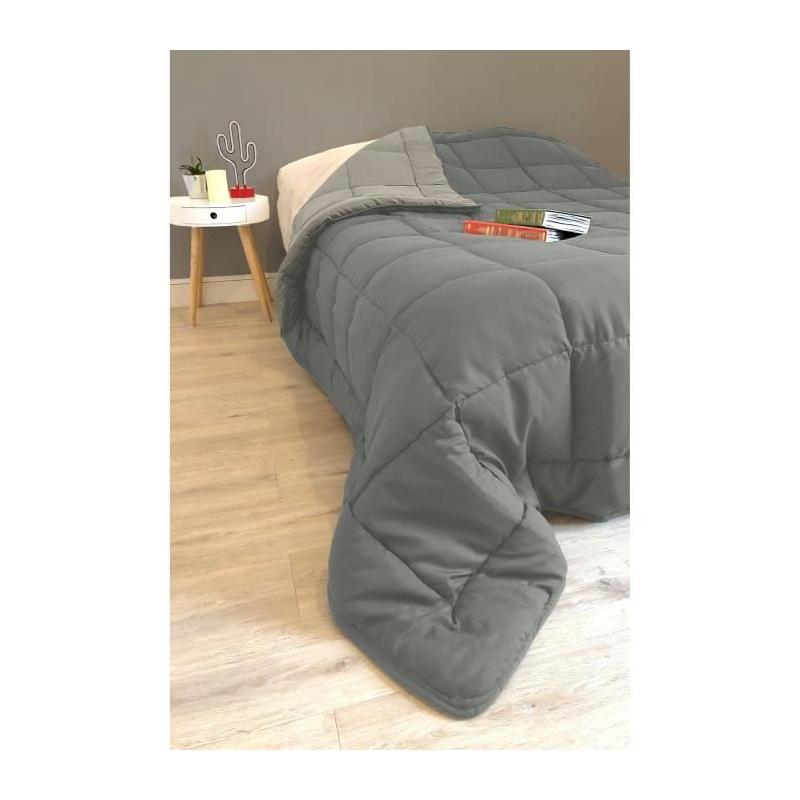 Couette chaude Microfibre 400g/m² Gris & Argent 140x200cm - Confort optimal