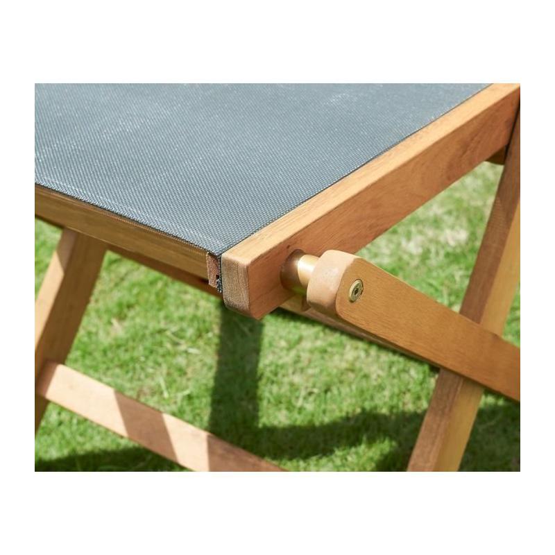 Lot de 4 chaises de jardin en bois d'acacia FSC et assise textilene - Gris