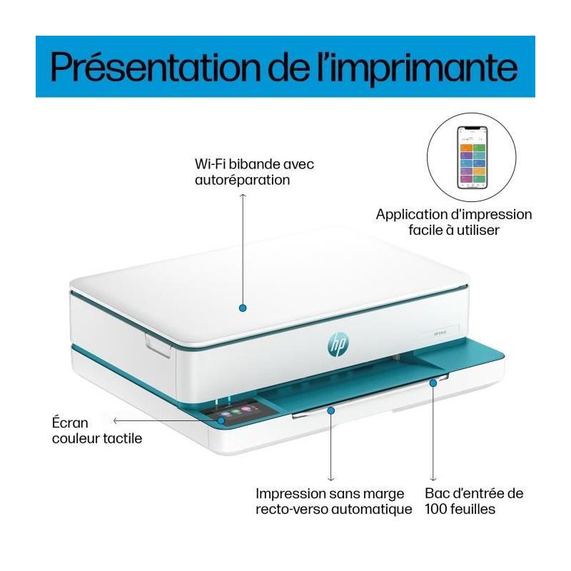 Imprimante tout-en-un HP Envy 6122e Jet d'encre - Couleur - Copie Scan - HP+