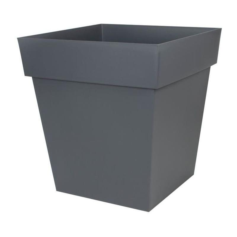 Pot carré Toscane - EDA PLASTIQUE - 50 cm - 87 L - Gris Anthracite