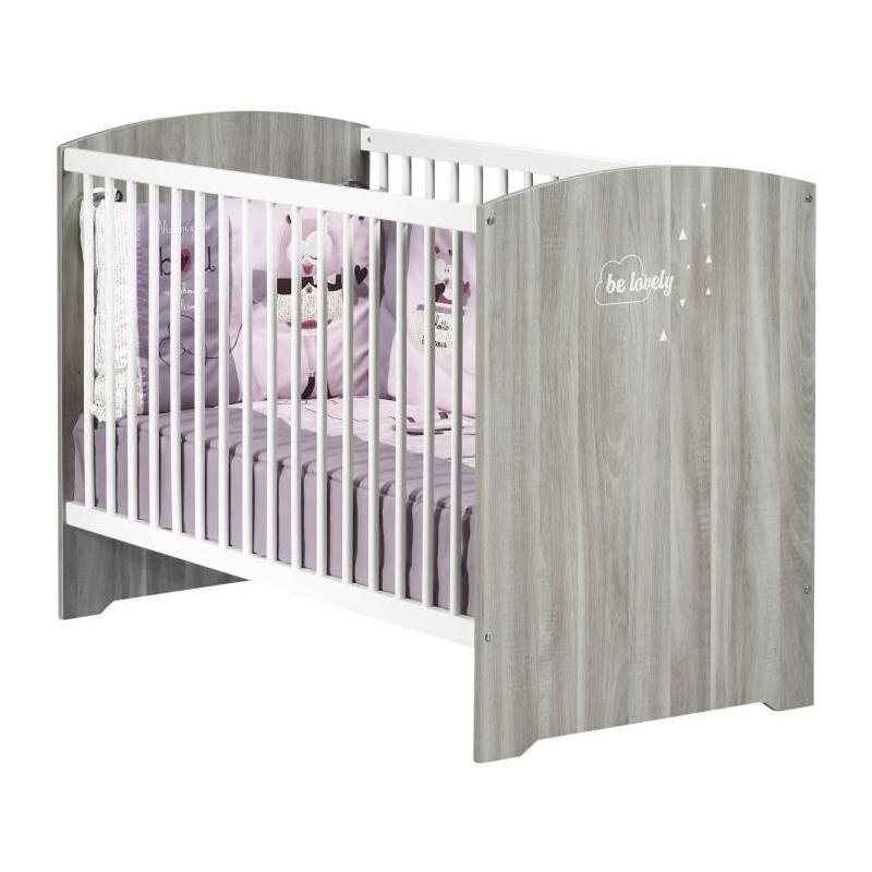 Chambre bébé complète - Lit 120x60, commode à langer et armoire - BABY PRICE - SMILE - Chêne silex