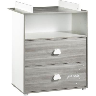 Chambre bébé complète - Lit 120x60, commode à langer et armoire - BABY PRICE - SMILE - Chêne silex