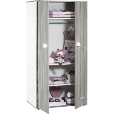 Chambre bébé complète - Lit 120x60, commode à langer et armoire - BABY PRICE - SMILE - Chêne silex
