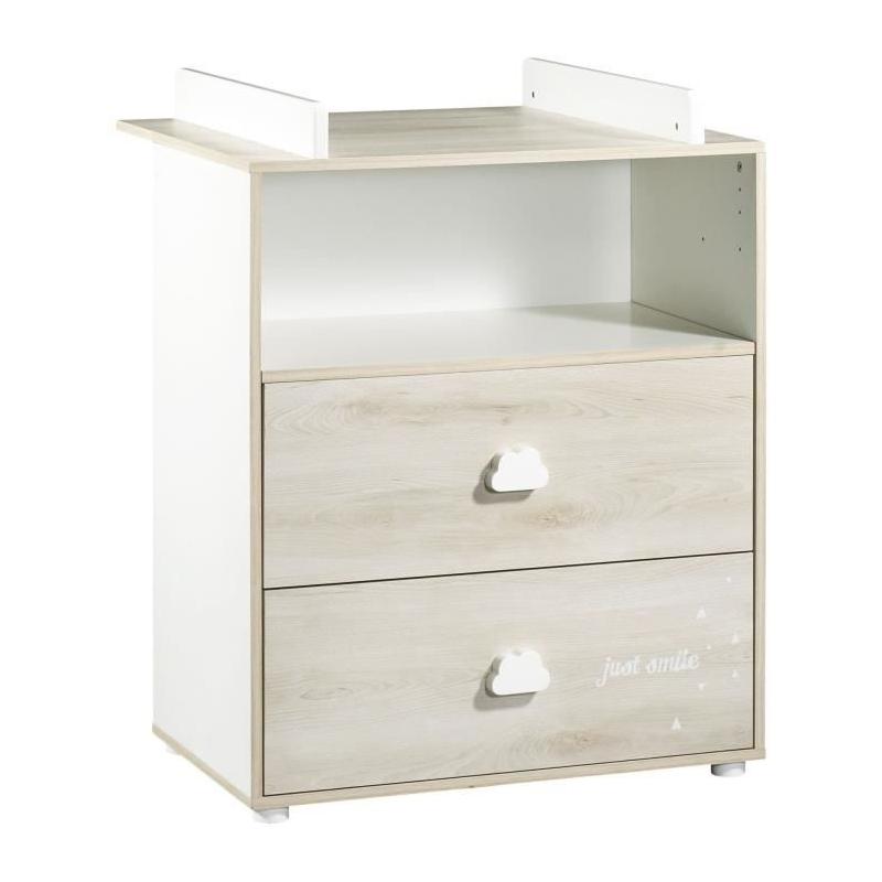 Chambre bébé complète - Lit 120x60, commode et armoire - BABY PRICE - SMILE - Hetre cendré