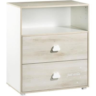 Chambre bébé complète - Lit 120x60, commode et armoire - BABY PRICE - SMILE - Hetre cendré