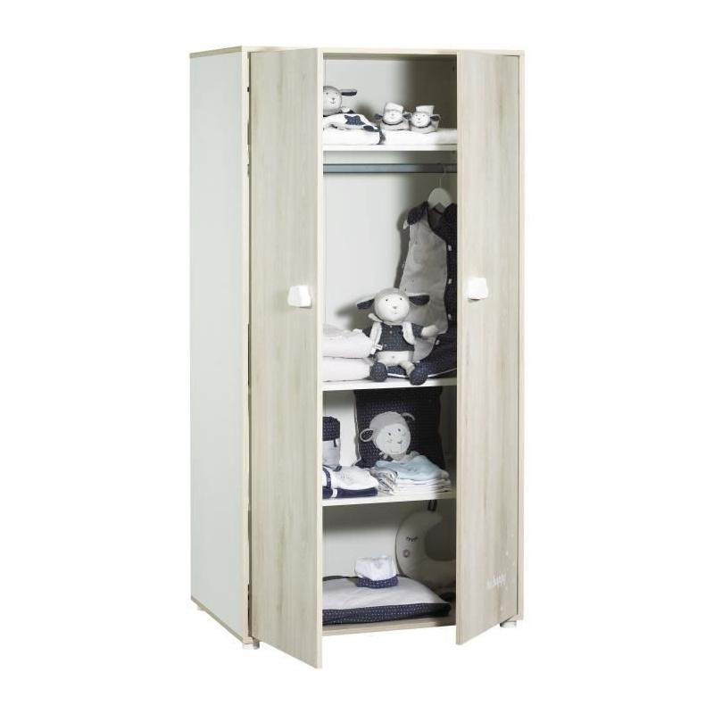 Chambre bébé complète - Lit 120x60, commode et armoire - BABY PRICE - SMILE - Hetre cendré