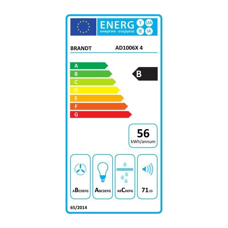 Hotte murale BRANDT AD1006X 60 cm - Acier inoxydable