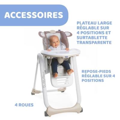 Chicco Chaise Haute Polly 2 Start Monkey - Confortable et pratique