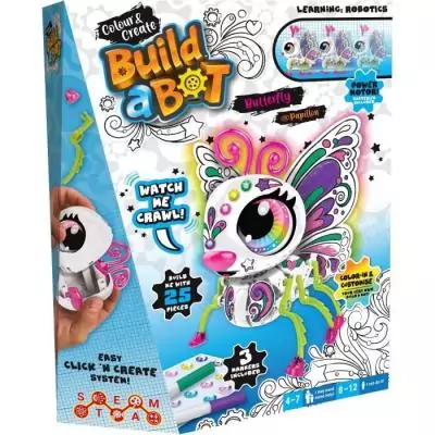 Papillon Robot interactif à construire et colorier - CRAYOLA - 4 ans