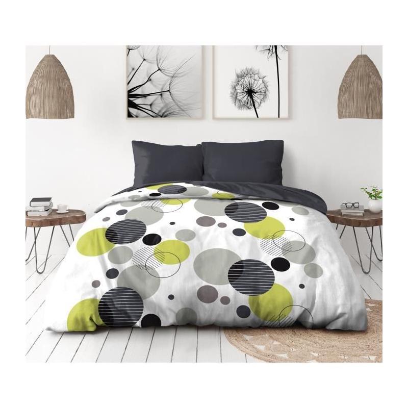 Parure de lit microfibre 220x240 cm - Bulles de Rêve - Gris